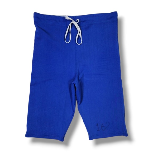 Vintage 80s Russell Athletic Blue Sporty Retro Long Tight Fit Short Size Large - Picture 1 of 15